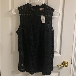 Loft Black lace sleeveless top new with tag